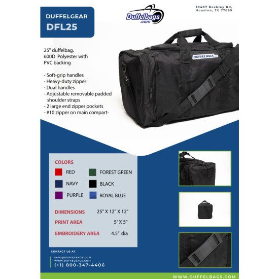 25" DuffelGear Sport Duffel Bag