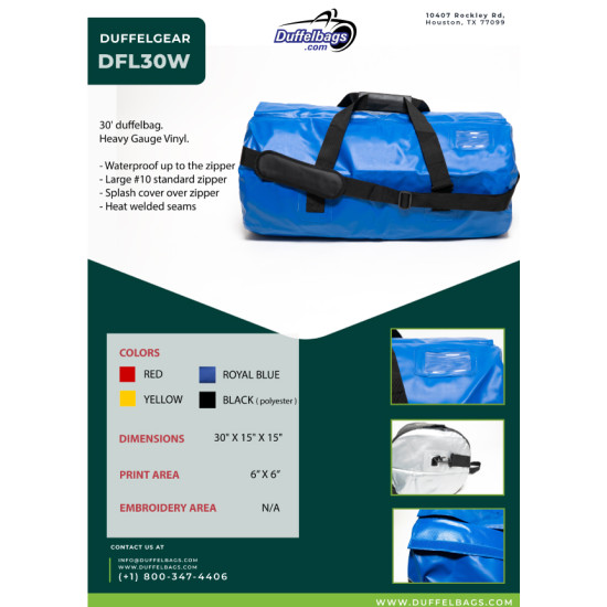 30" DuffelGear Waterproof Duffel Bag