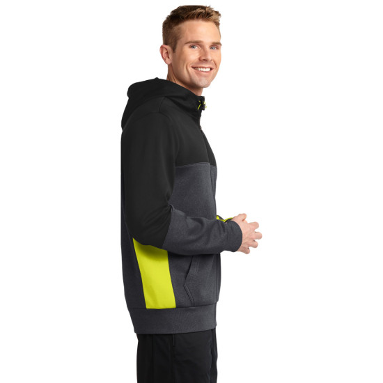 Sport-Tek® Tech Fleece Colorblock Full-Zip Hooded Jacket