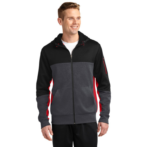 Sport-Tek® Tech Fleece Colorblock Full-Zip Hooded Jacket