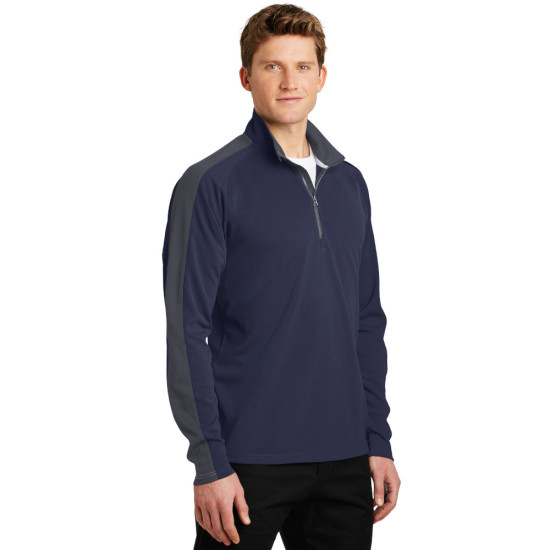 Sport-Tek® Sport-Wick® Textured Colorblock 1/4-Zip Pullover