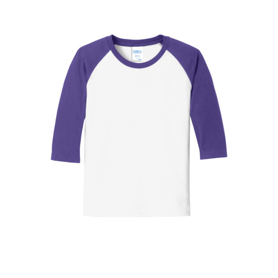 Port & Company® Youth Core Blend 3/4-Sleeve Raglan Tee