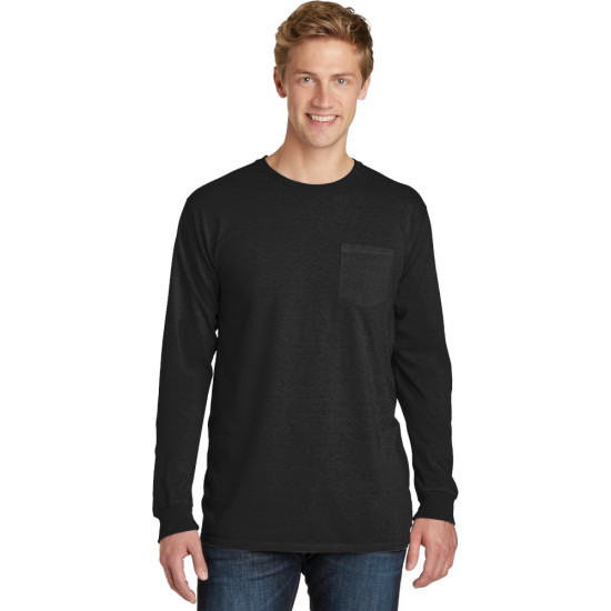 Port & Company® Beach Wash™ Garment-Dyed Long Sleeve Pocket Tee