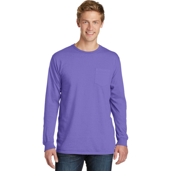 Port & Company® Beach Wash™ Garment-Dyed Long Sleeve Pocket Tee