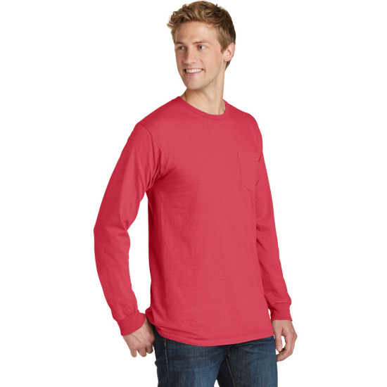 Port & Company® Beach Wash™ Garment-Dyed Long Sleeve Pocket Tee
