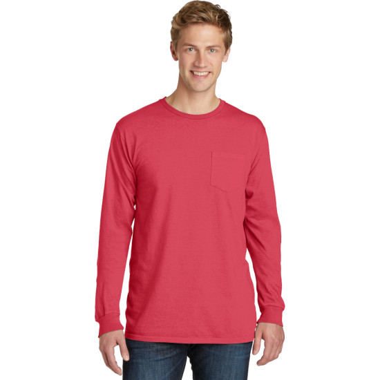 Port & Company® Beach Wash™ Garment-Dyed Long Sleeve Pocket Tee