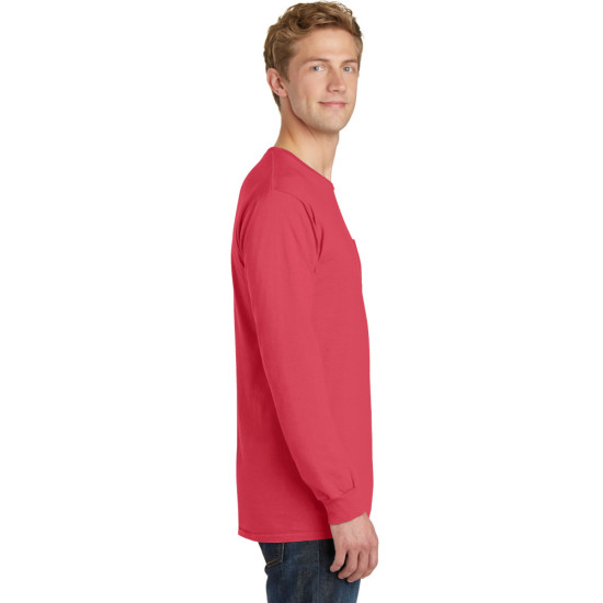 Port & Company® Beach Wash™ Garment-Dyed Long Sleeve Pocket Tee