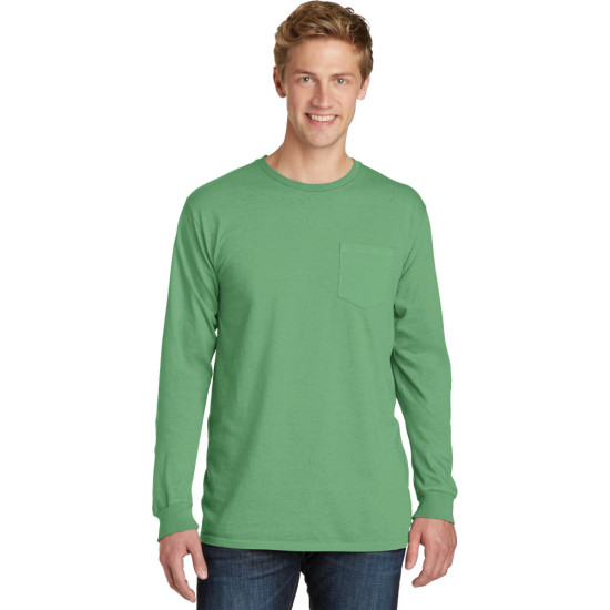 Port & Company® Beach Wash™ Garment-Dyed Long Sleeve Pocket Tee