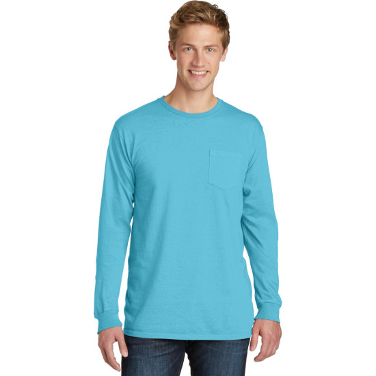 Port & Company® Beach Wash™ Garment-Dyed Long Sleeve Pocket Tee