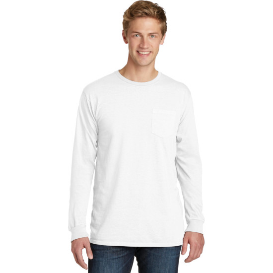 Port & Company® Beach Wash™ Garment-Dyed Long Sleeve Pocket Tee