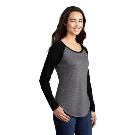 Sport-Tek ® Ladies PosiCharge ® Long Sleeve Tri-Blend Wicking Scoop Neck Raglan Tee