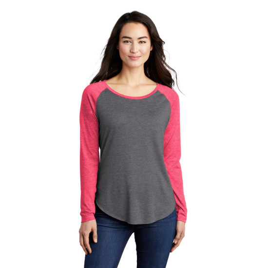 Sport-Tek ® Ladies PosiCharge ® Long Sleeve Tri-Blend Wicking Scoop Neck Raglan Tee