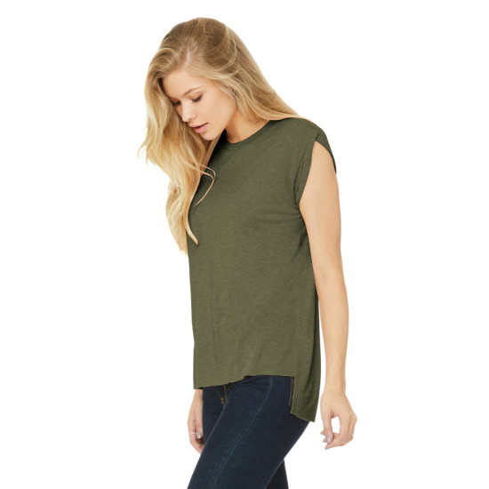 BELLA+CANVAS ® Women’s Flowy Muscle Tee With Rolled Cuffs