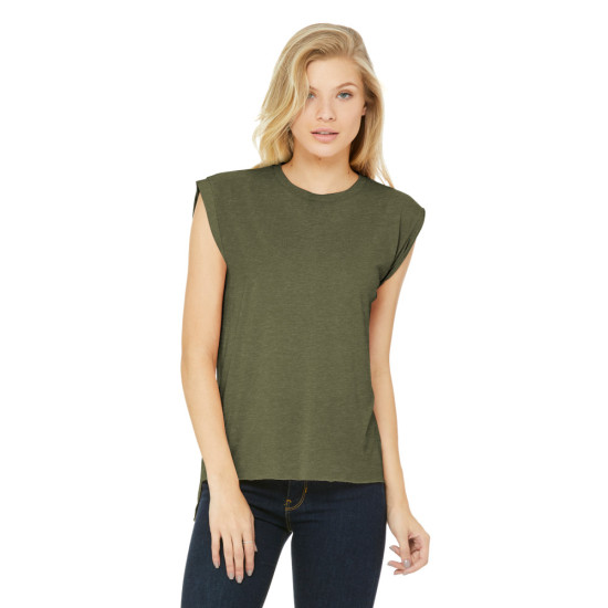 BELLA+CANVAS ® Women’s Flowy Muscle Tee With Rolled Cuffs