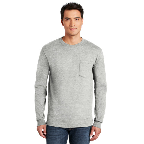 Gildan® - Ultra Cotton® 100% Cotton Long Sleeve T-Shirt with Pocket