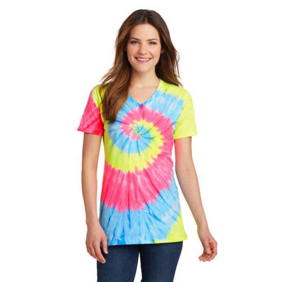 Port & Company® Ladies Tie-Dye V-Neck Tee