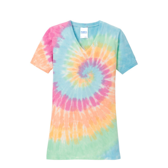 Port & Company® Ladies Tie-Dye V-Neck Tee