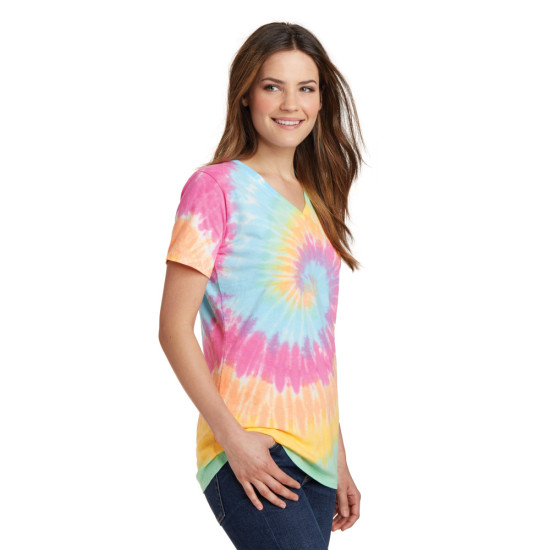 Port & Company® Ladies Tie-Dye V-Neck Tee