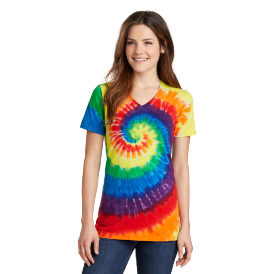 Port & Company® Ladies Tie-Dye V-Neck Tee