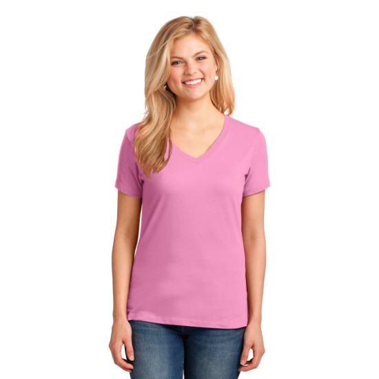 Port & Company® Ladies Core Cotton V-Neck Tee