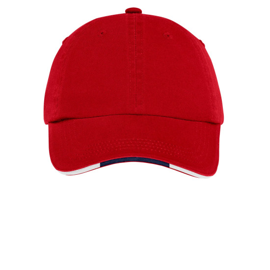 Port Authority® Sandwich Bill Cap with Striped Closure