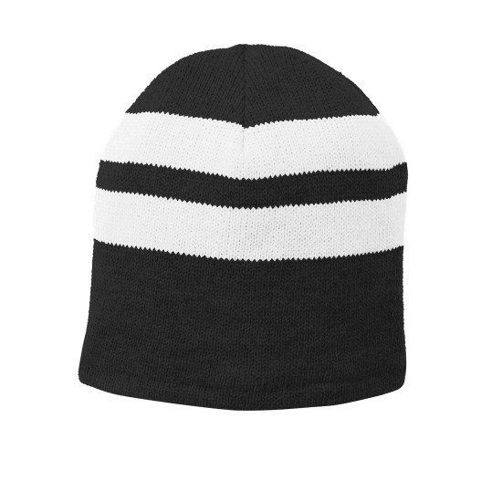 Port & Company® Fleece-Lined Striped Beanie Cap