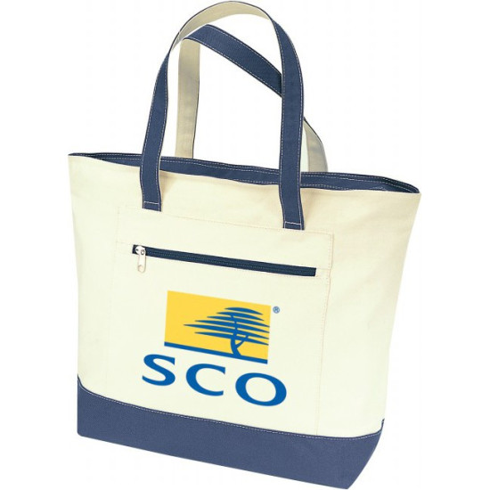 Zipper Cotton Canvas Tote Bag