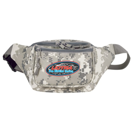 Digital Camo Poly Three Zipper Fanny Pack