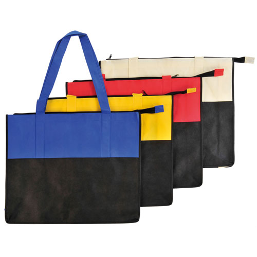 Two Tone Polypropylene Zippered Tote Bag