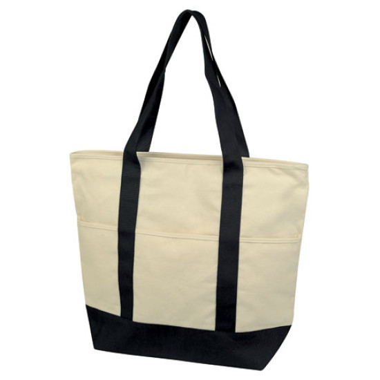 Deluxe Zippered Cotton Canvas Tote Bag