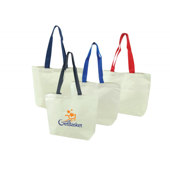 Color Handles Cotton Open Tote