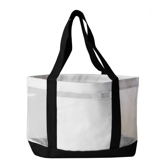Color Trim Mesh Open Tote