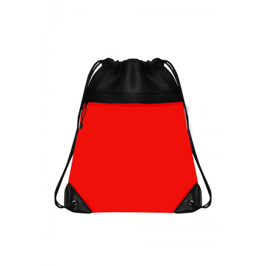 Mesh Drawstring Bag with Micro Fiber Front Zipper Pocket