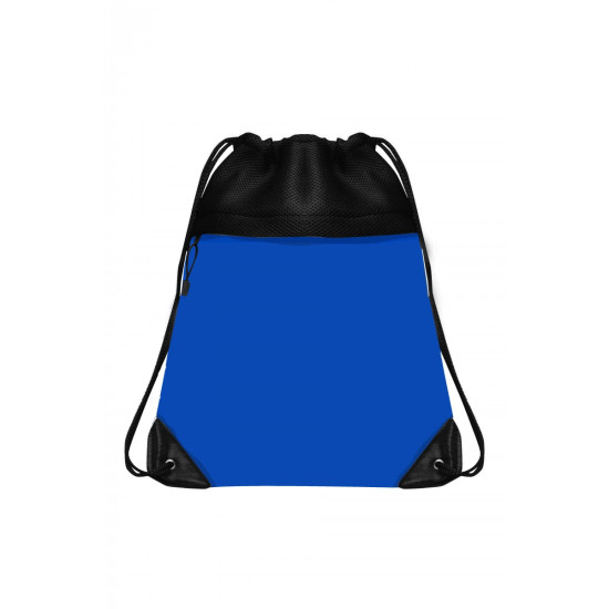 Mesh Drawstring Bag with Micro Fiber Front Zipper Pocket