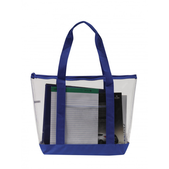 Clear Zipper Tote Security Bag With Pocket