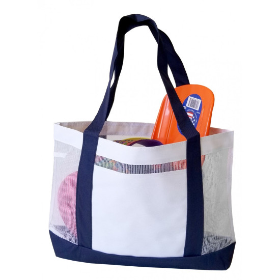 Color Trim Mesh Open Tote