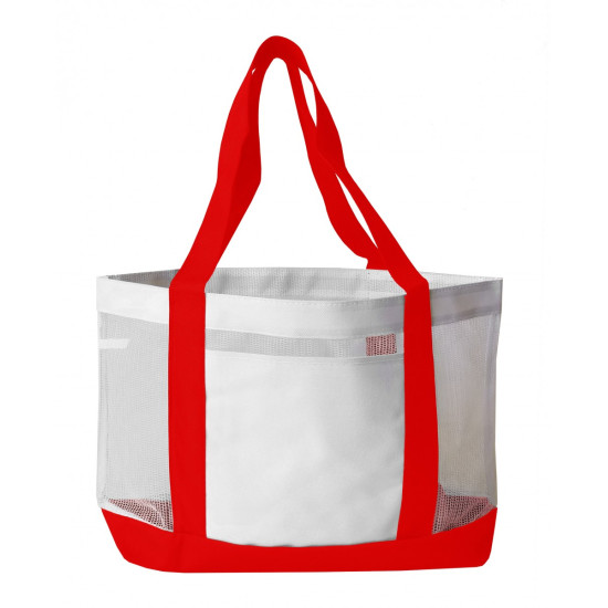 Color Trim Mesh Open Tote