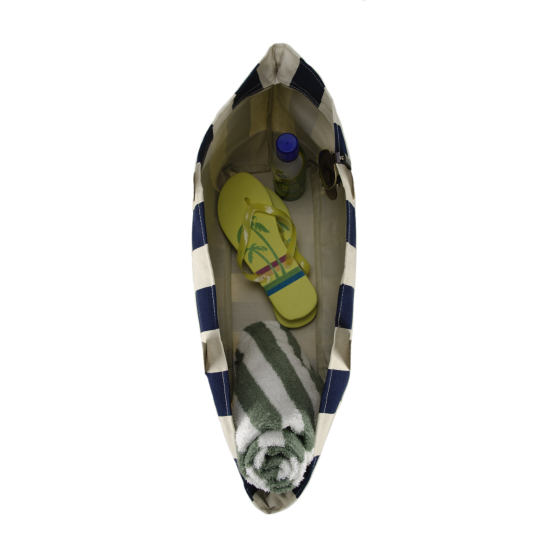 Large Striped Canvas Tote Bag