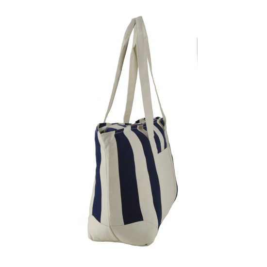 Large Striped Canvas Tote Bag